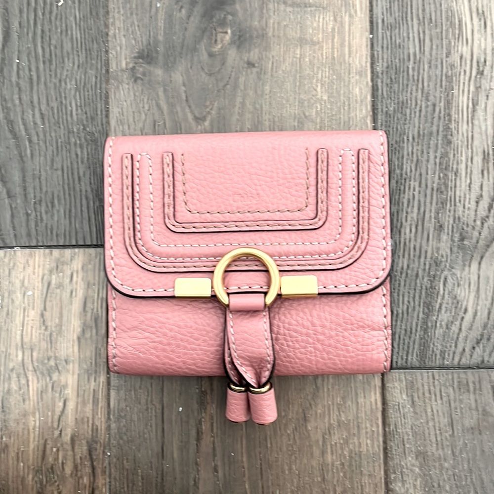 Chloe Marcie Square Leather Wallet Rusty Rose